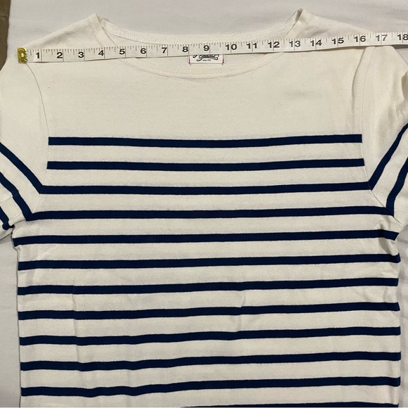 Journal Standard men's white/blue border T-shirt, Japan size M (US S) - Picture 3 of 7